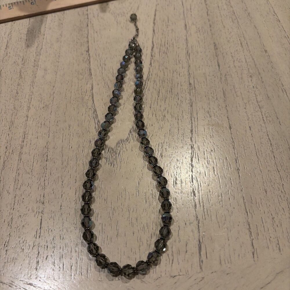 Vintage Faceted Smoky Quartz Long Beaded Necklace 20”